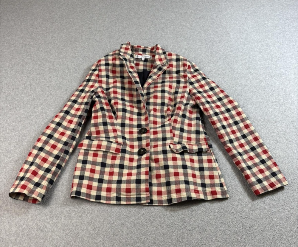 English Factory Blazer Womens Large Red Plaid Gingham Jacket Academia Heritage
